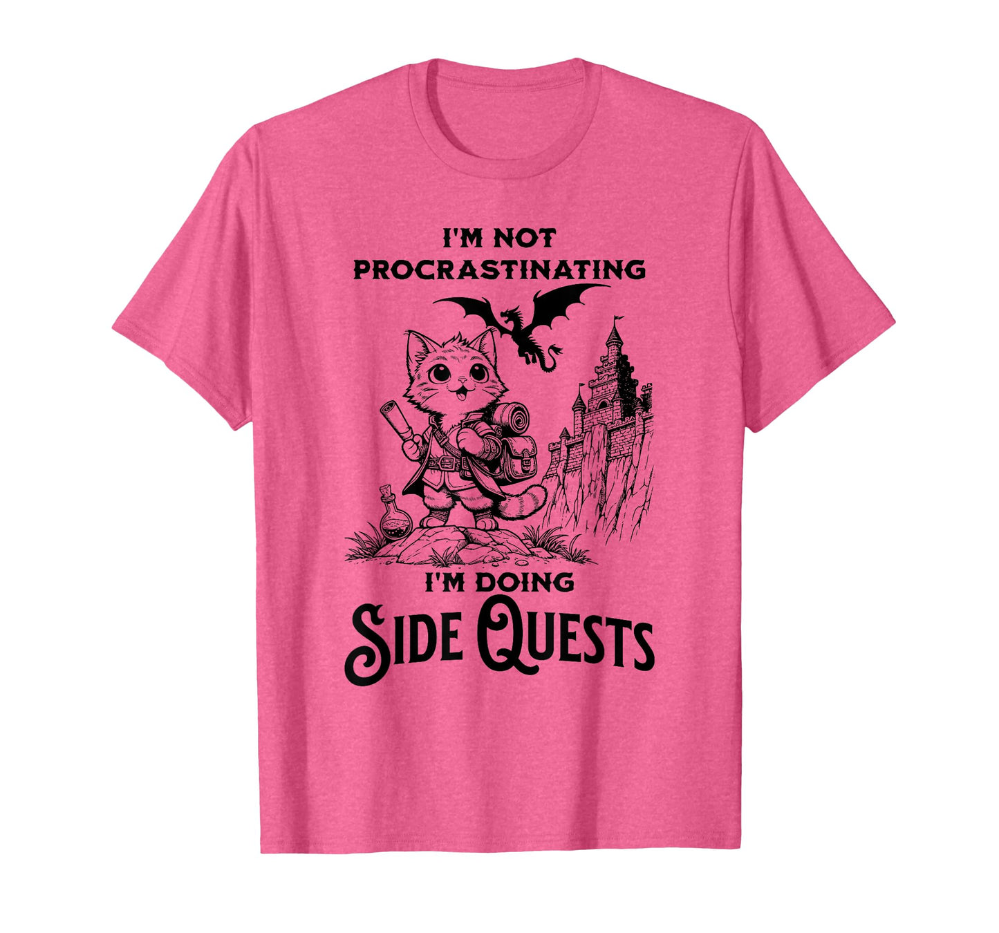 I'm Not Procrastinating I'm Doing Side Quests RPG Gamer Cat T-Shirt