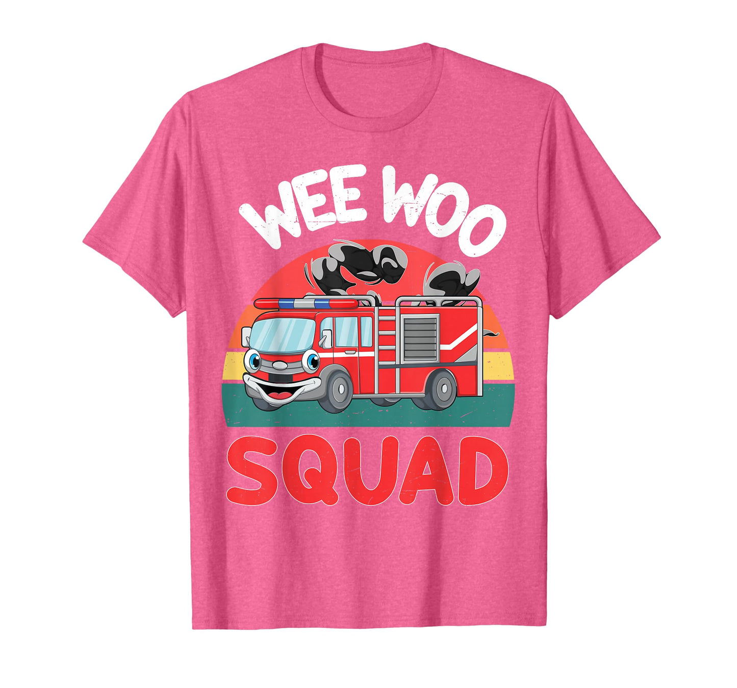Toddler Wee Woo Squad Funny Firefighter Fireman Fire Truck T-Shirt