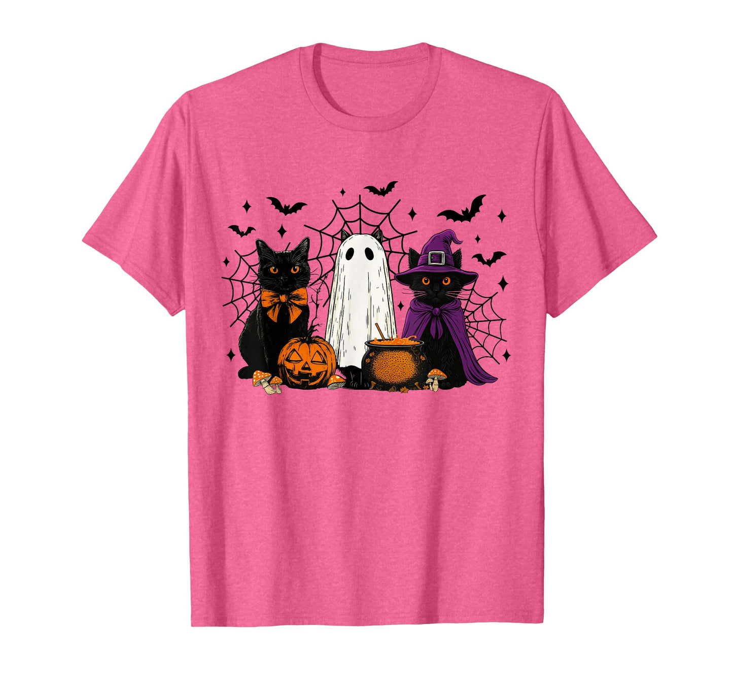 Spooky Witch Black Cat Halloween Pumpkin for Men Women Kids T-Shirt