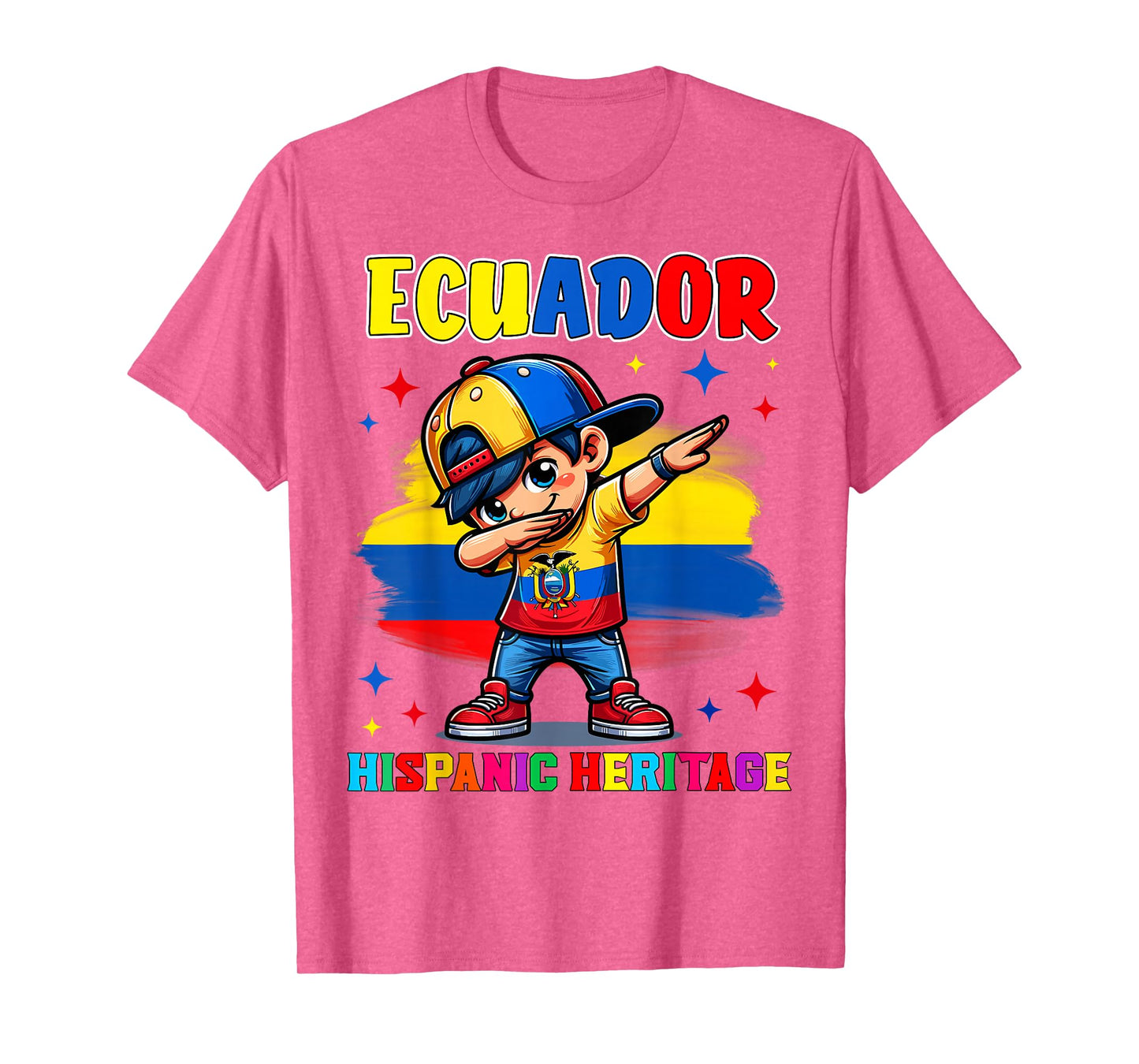 Hispanic Heritage Month Ecuador Flag Dab Kid for Kids T-Shirt