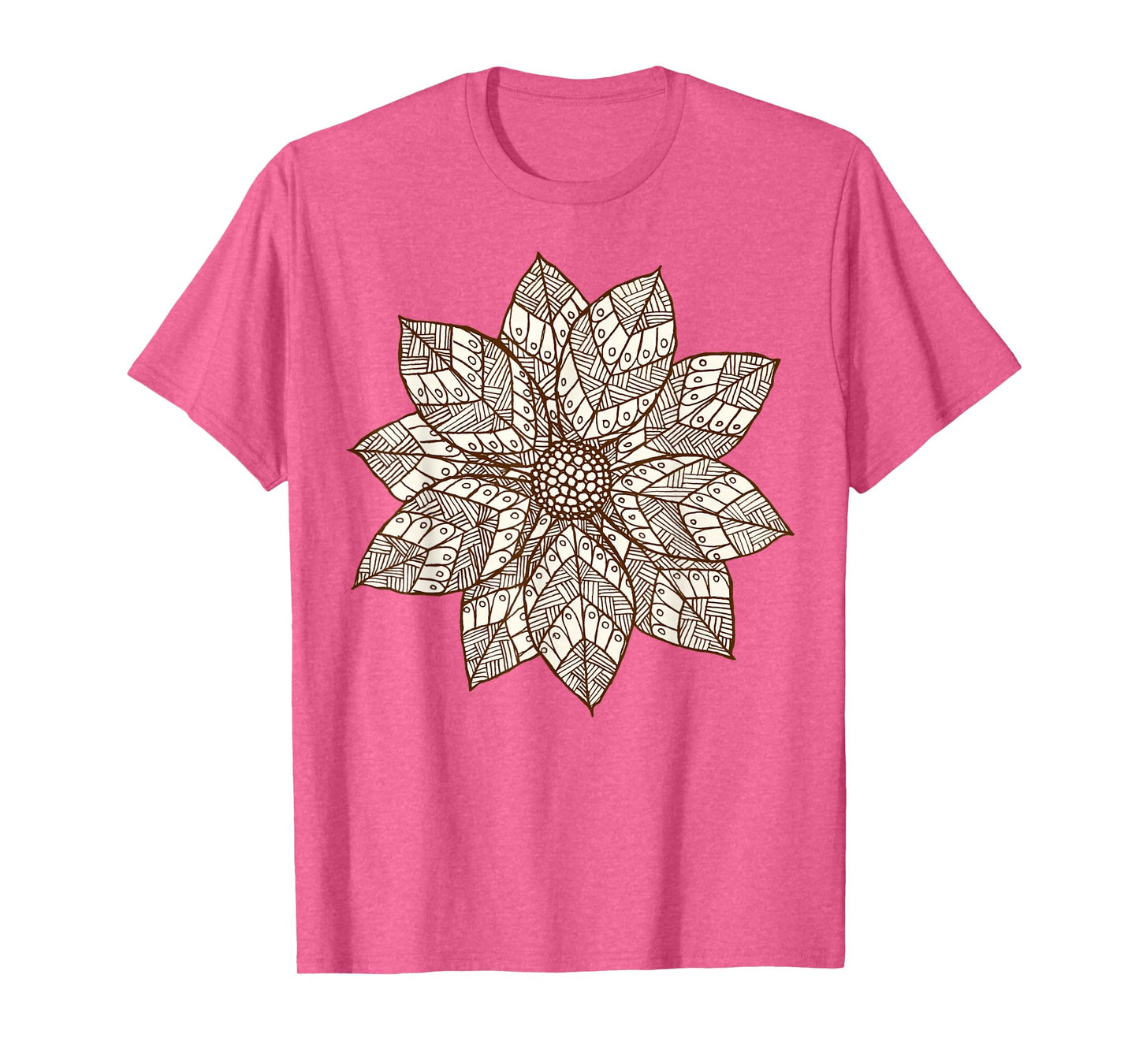 Brown & White Mandala Flower Yoga Sacred Mantra Geometry T-Shirt