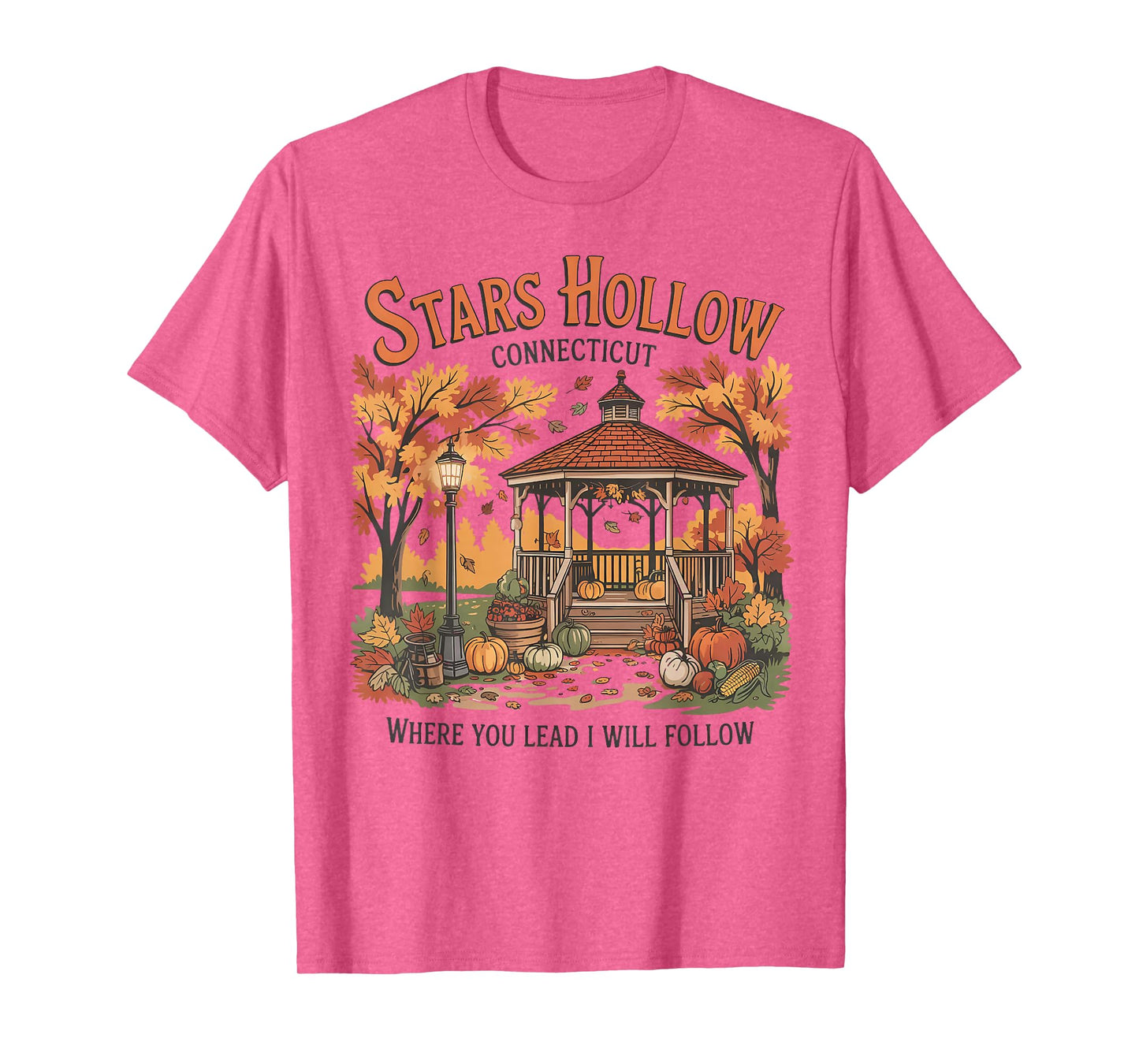 Stars Hollow Pumpkin Thanksgiving Autumn Fall Y'all Leaves T-Shirt