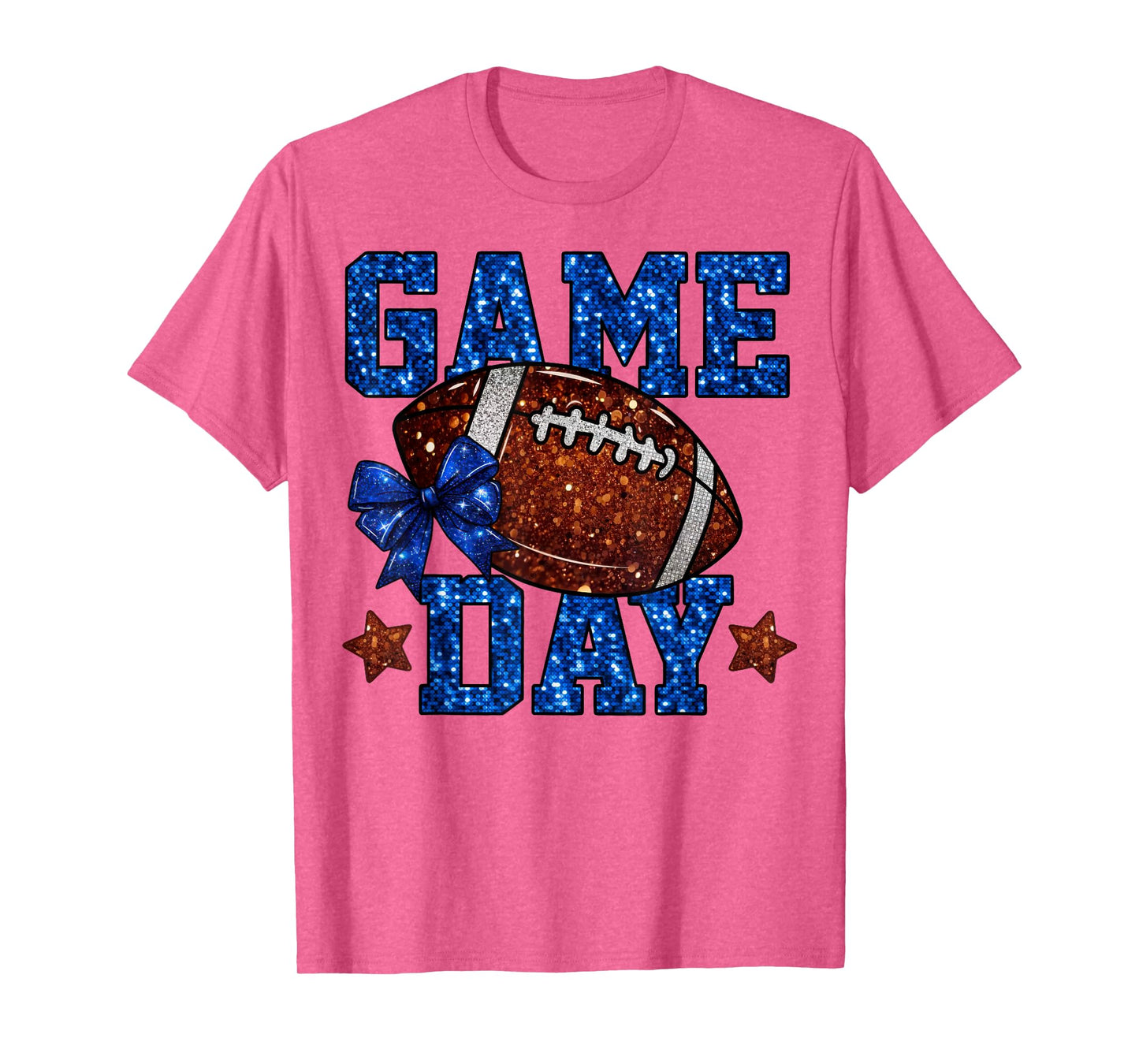 Game Day Football Season Football Mama Blue Bow Cheer Girls T-Shirt
