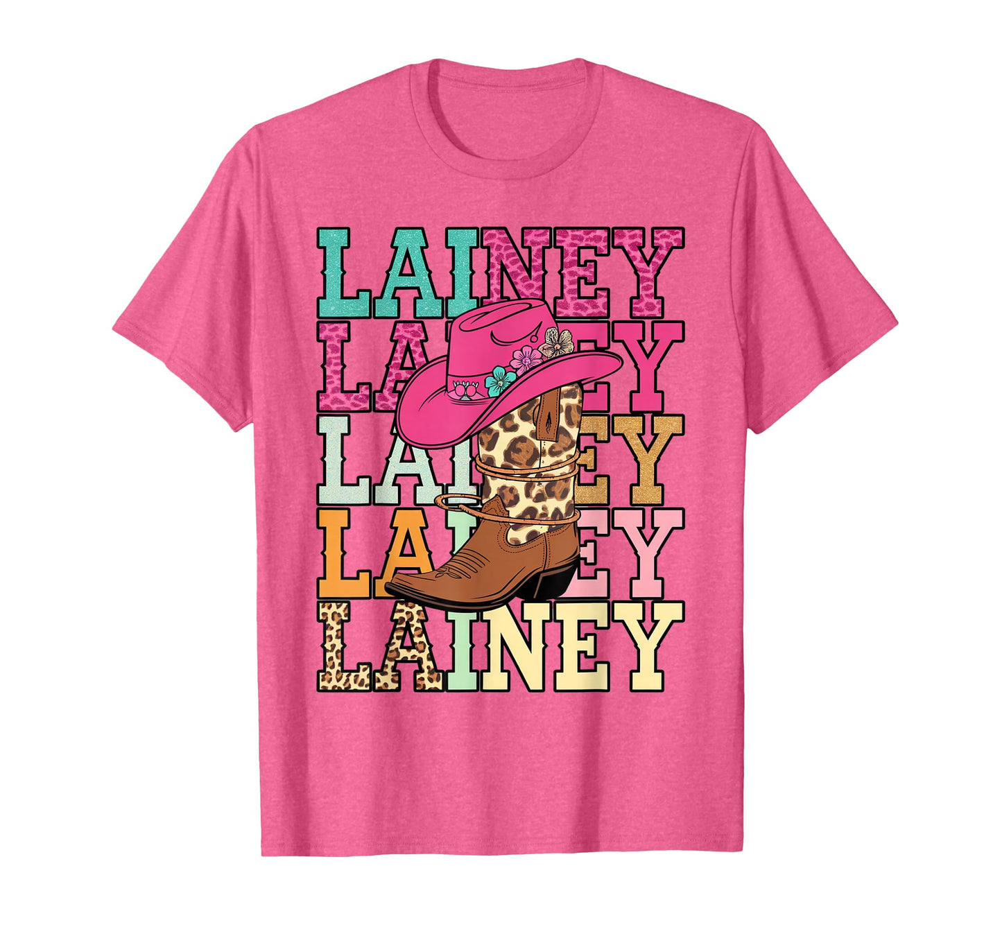 Western Cowgirl Lainey First Name Personalized Black Unisex T-Shirt