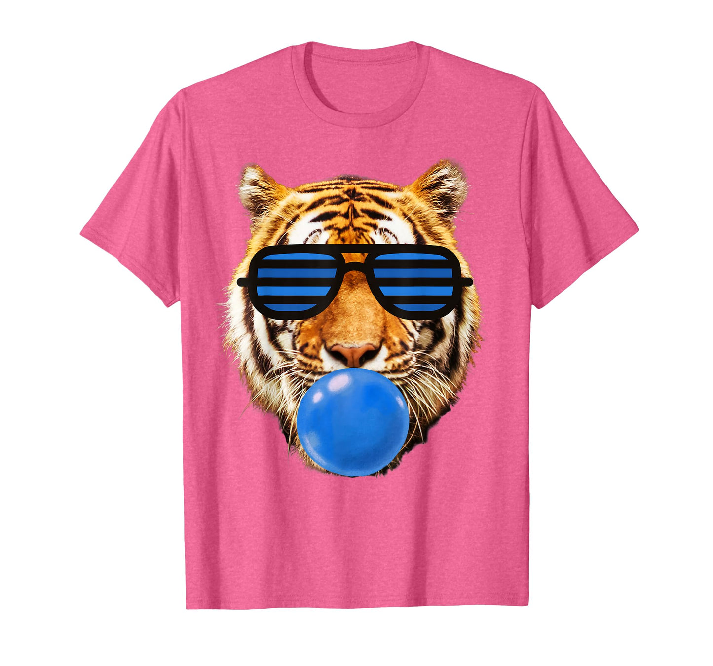 Blue Bubble Gum Tiger Face Stripe Sunglasses Tiger Head T-Shirt