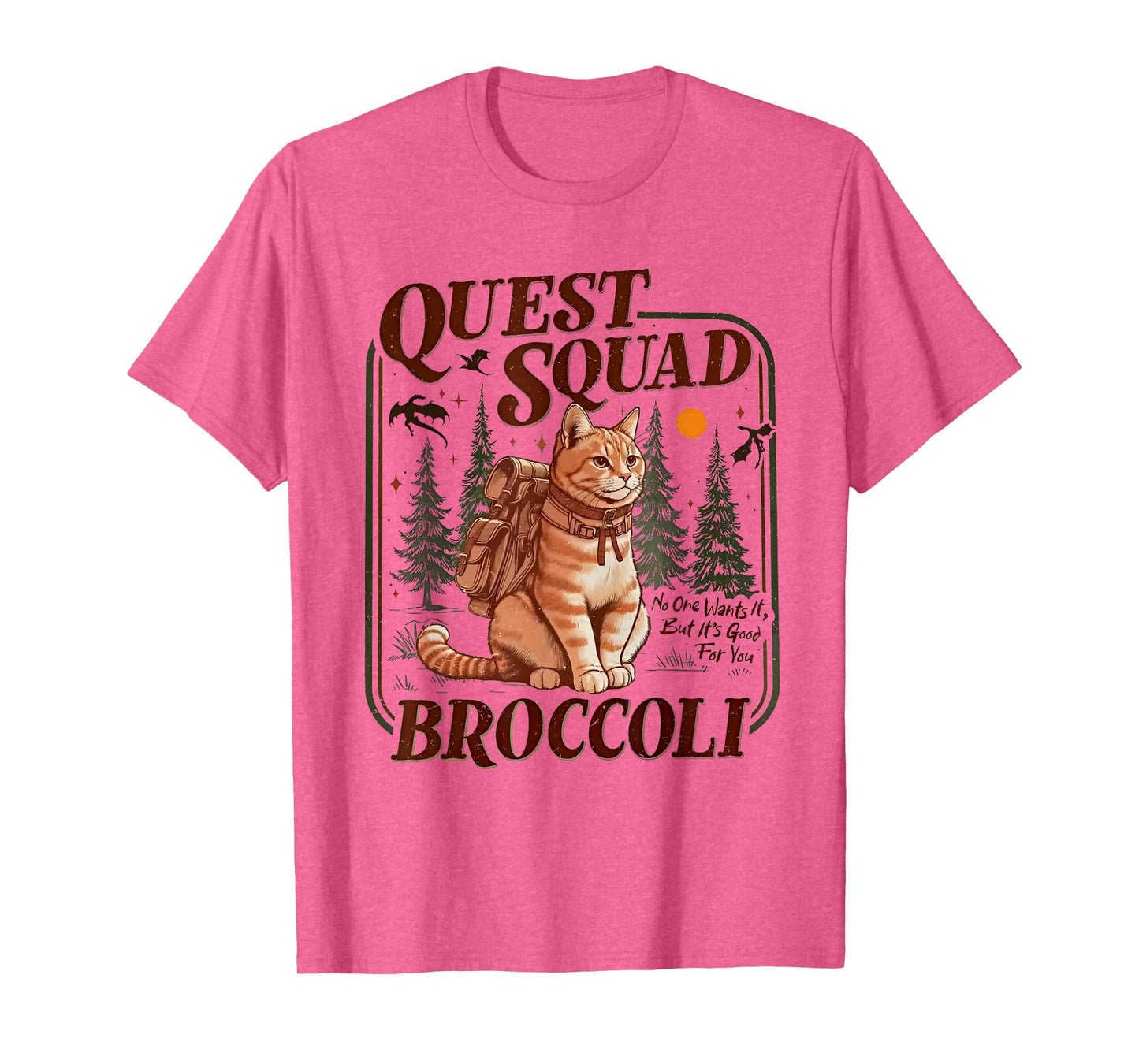 Quest Fantasy Squad Broccoli Funny Cat T-Shirt