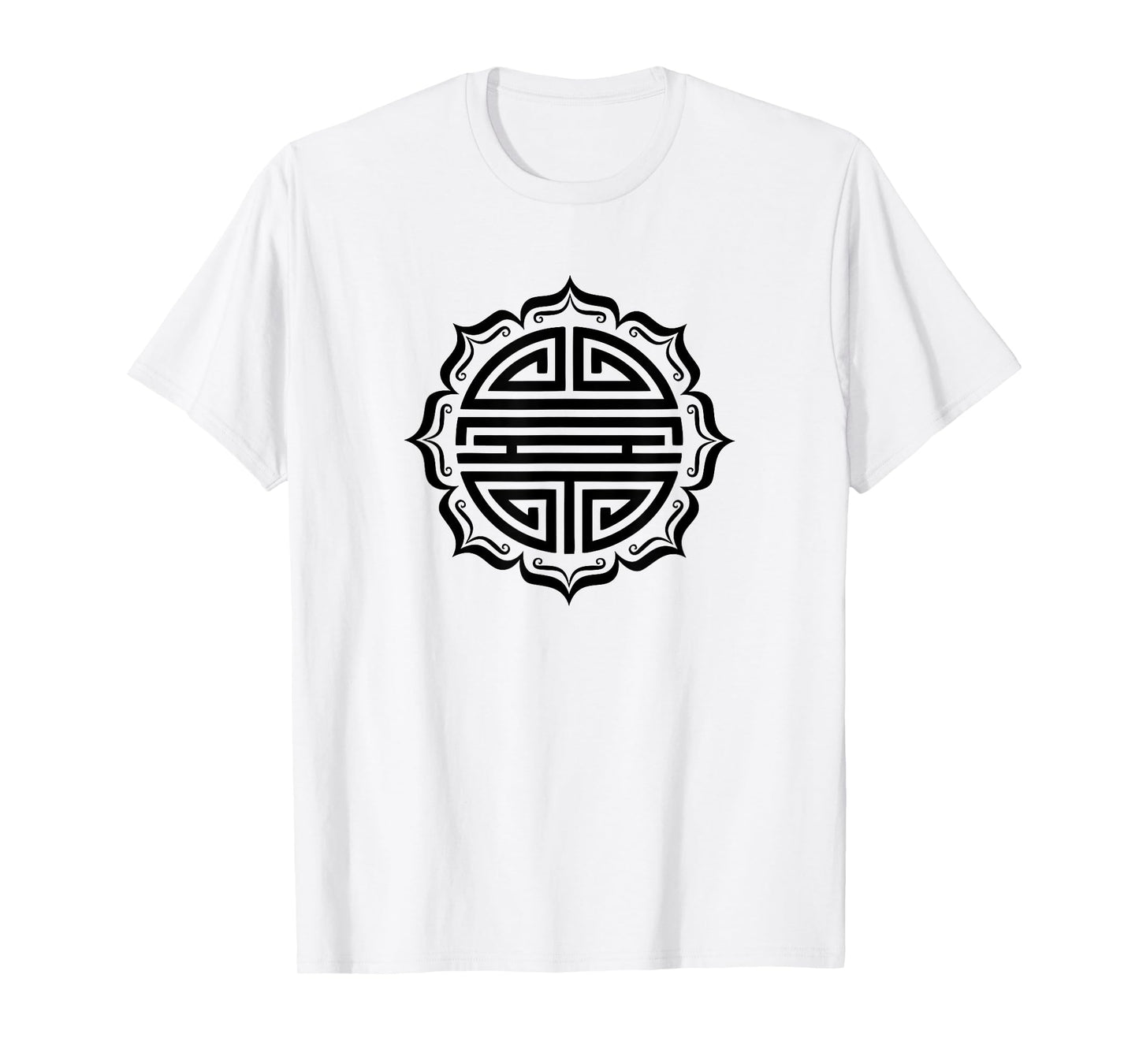 Shou lucky charm symbol Chinese long life lotus flower luck T-Shirt