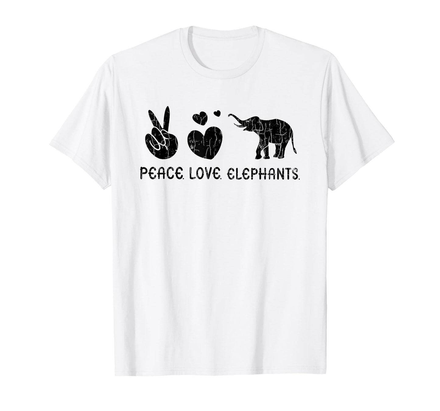 Peace Love Elephants Funny Elephant Lover Boys Girls Graphic T-Shirt