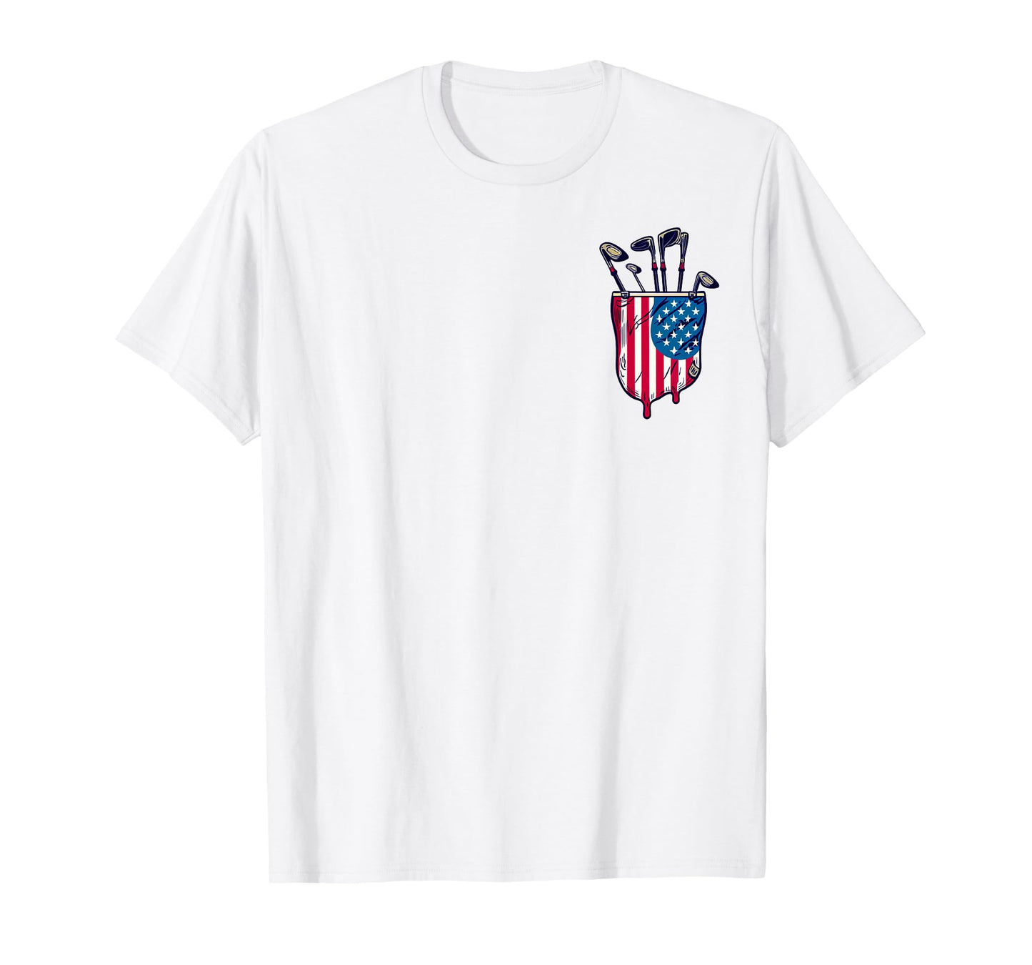 Funny Patriotic Golf Pocket USA America Flag 4th of July Dad T-Shirt