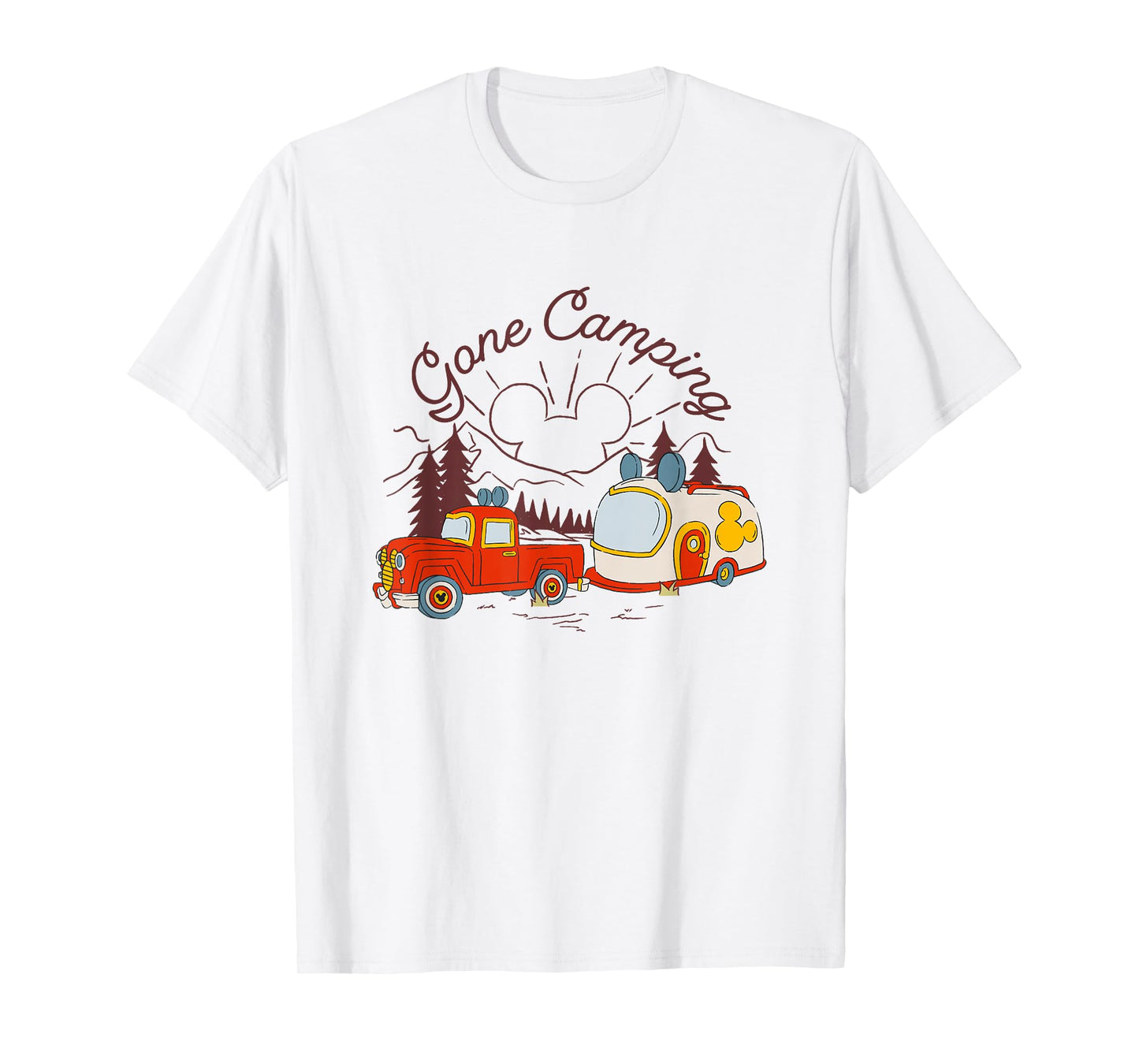 Disney Mickey And Friends Gone Camping Retro Trailer T-Shirt
