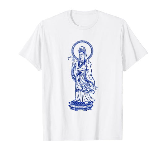 Mens Buddha Quan Yin Shirts In Blue Ink For Adult and Youth 3XL Lemon