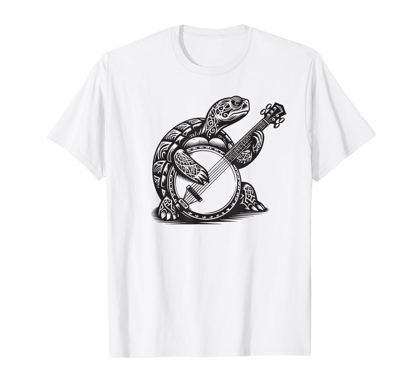 Turtle Playing Banjo Tribal Art Music Festival Zen T-Shirt