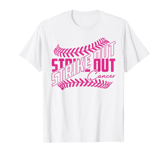 Strike Out Cancer Baseball Softball Breast Cancer Awareness T-Shirt