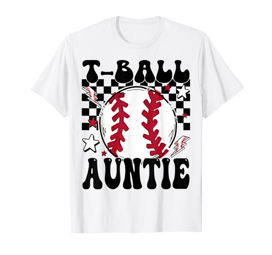 T-Ball Auntie Proud Tee Ball Auntie Groovy Family Matching T-Shirt