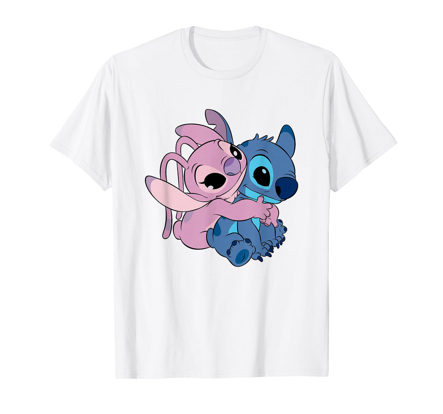 Disney Lilo & Stitch Cute Angel & Stitch Hugging Chest Logo T-Shirt
