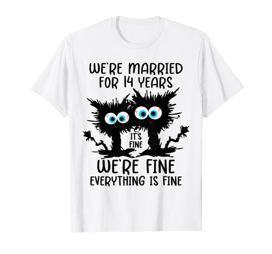 Ivory Wedding We're Married For 14 Years T-Shirt