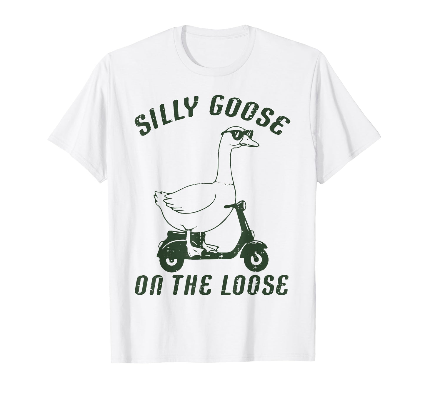 Goose Silly On The Loose Scooter Funny Animal Men Women Kids T-Shirt