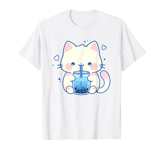 Kawaii Cat Boba Japanese cute aesthetic Anime Girls Teens T-Shirt