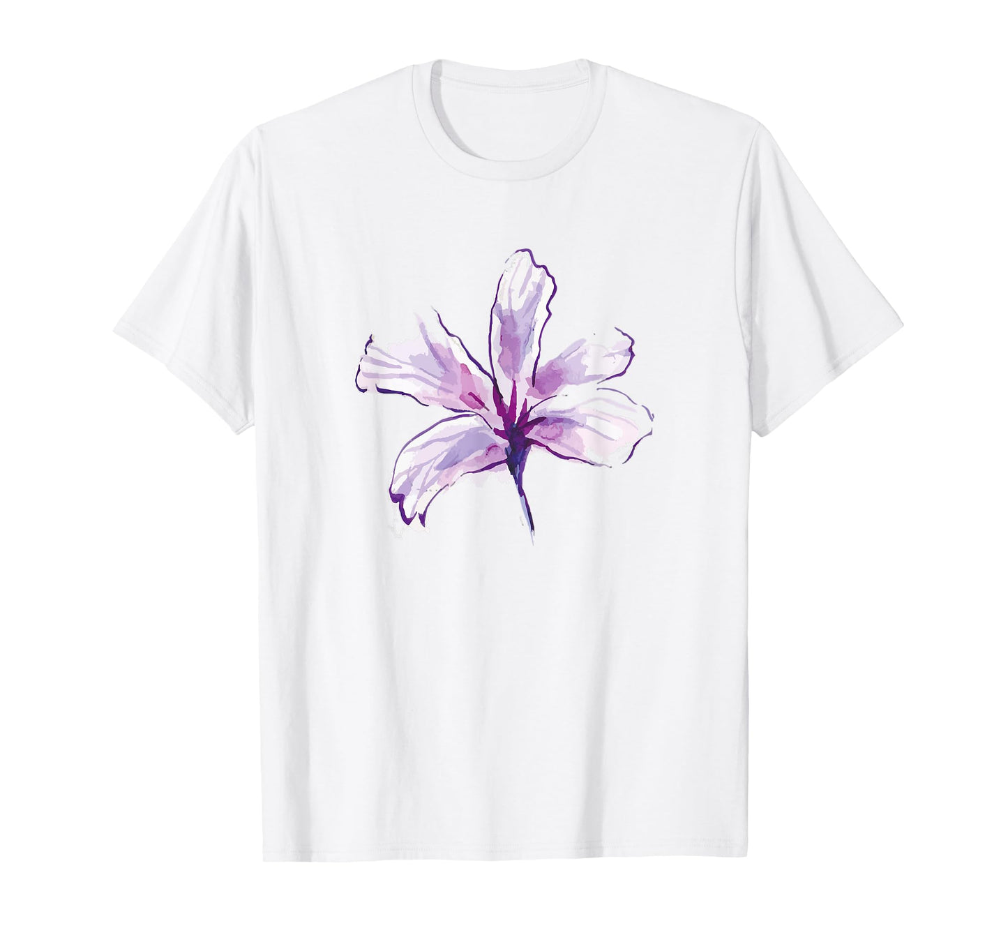 Purple White Watercolor Flower Art Paint Graphic Design Gift T-Shirt
