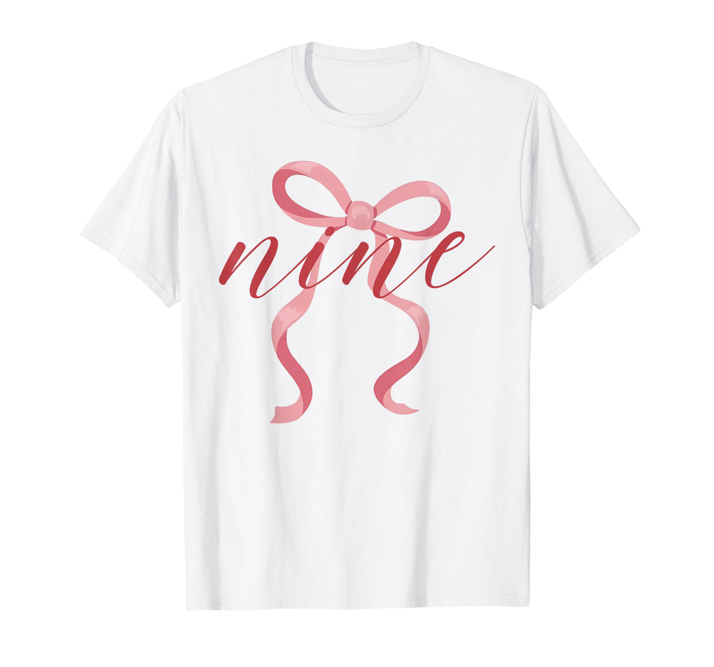 Pink Girl Coquette Bow 9 Year Old 9th Birthday Party T-Shirt