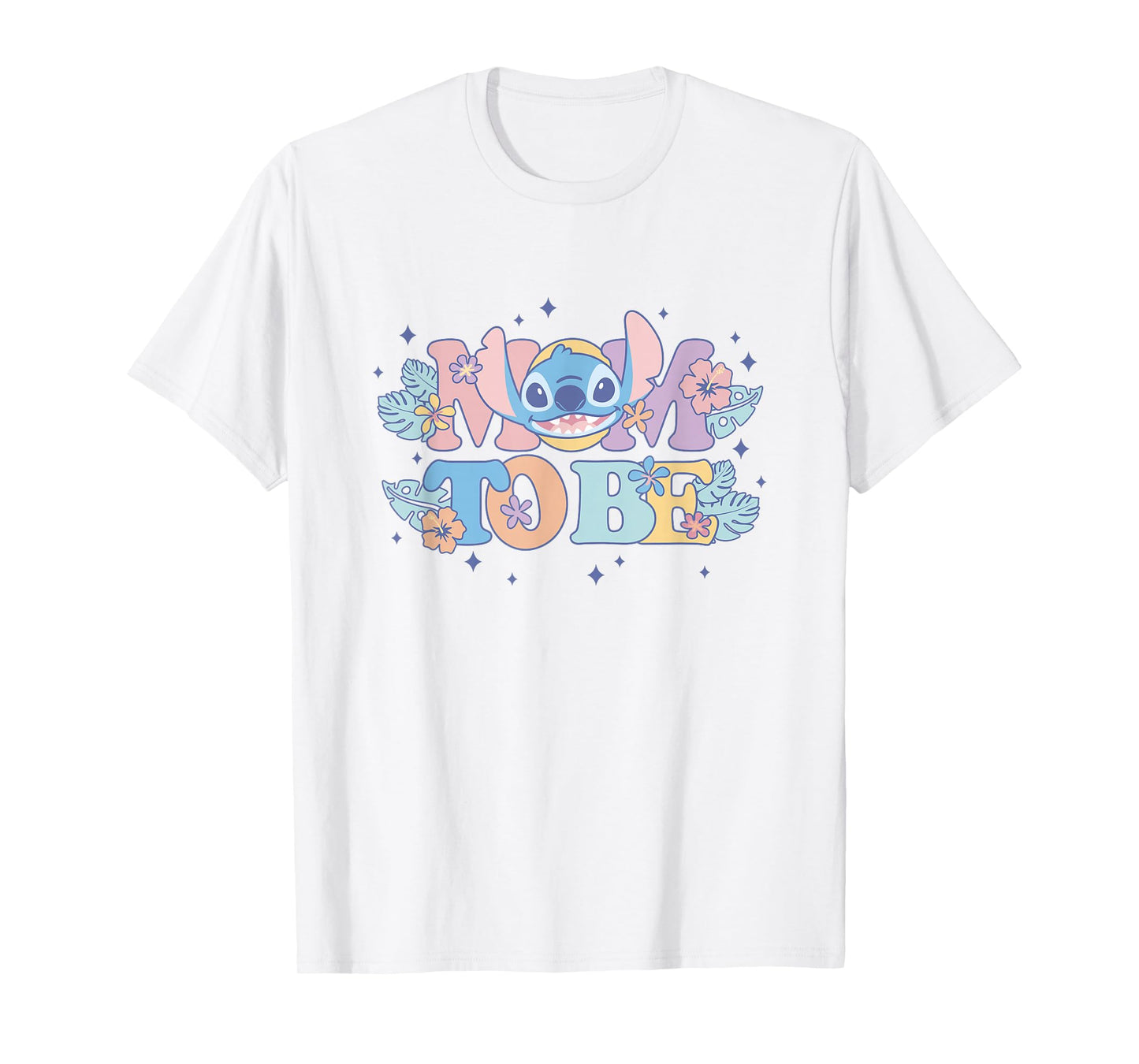 Disney Lilo & Stitch Mom To Be Cute Stitch Colorful Floral T-Shirt