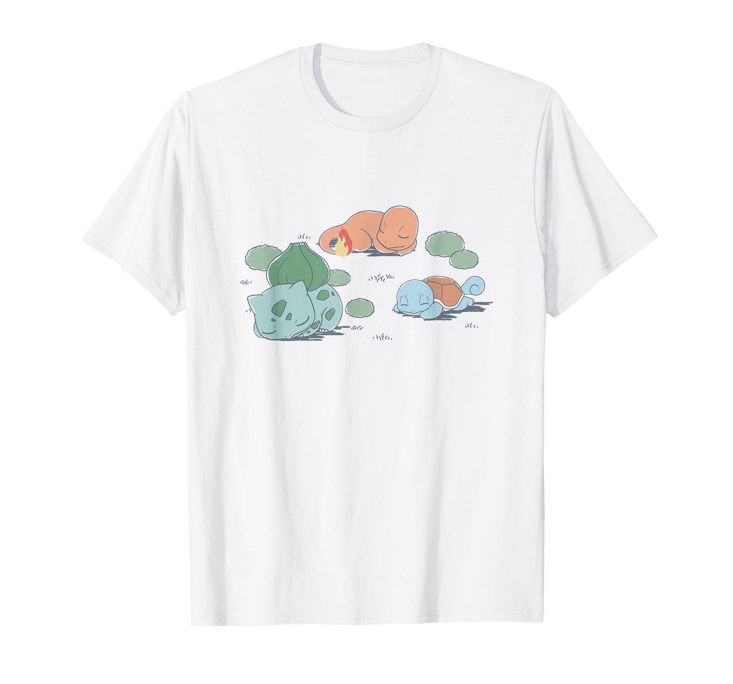 Pokémon Kanto Starters Taking A Nap Cute Retro Shot T-Shirt