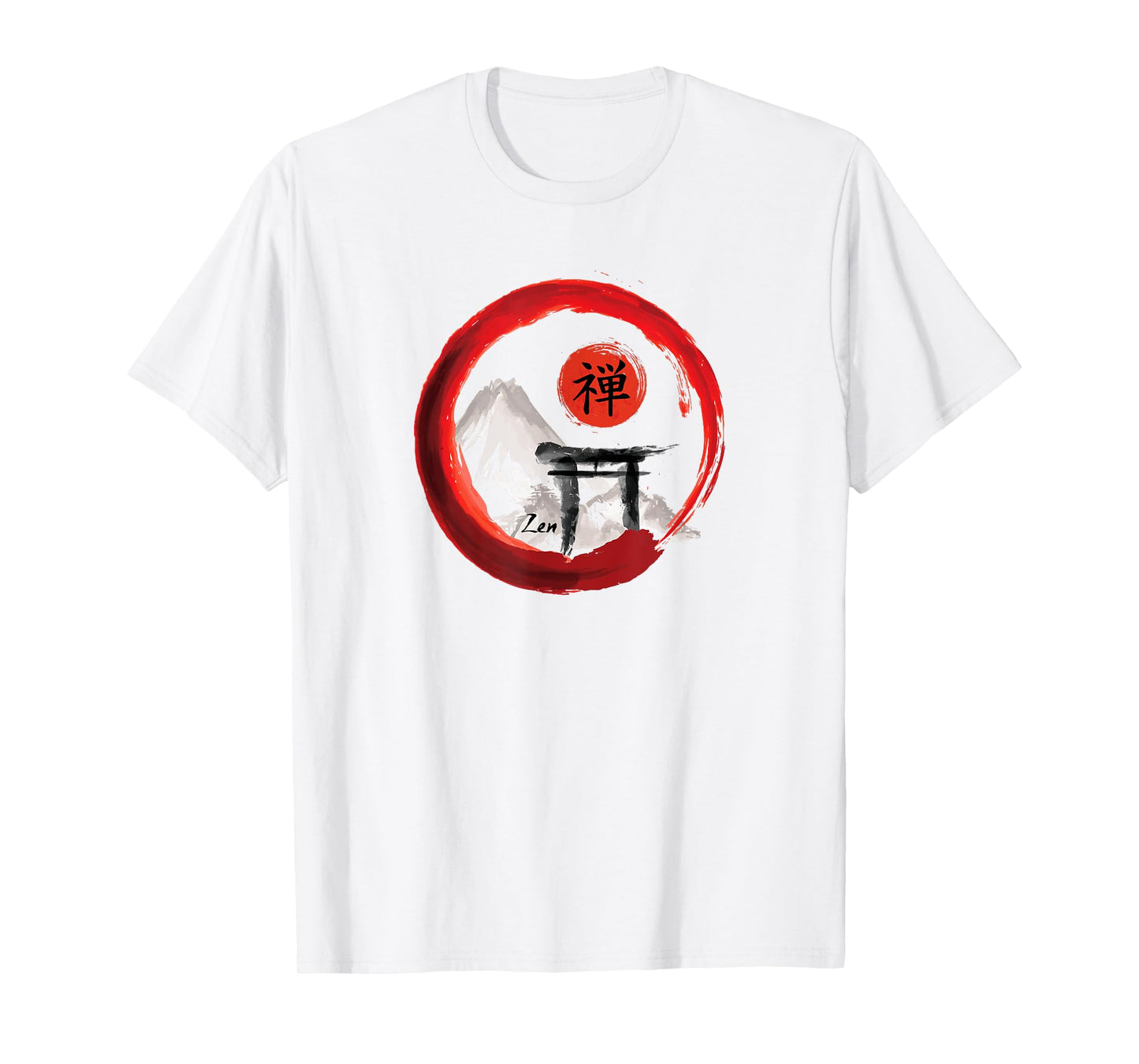 Mt. Fuji Sando Enso Circle Japanese Zen Lettering Yoga T-Shirt