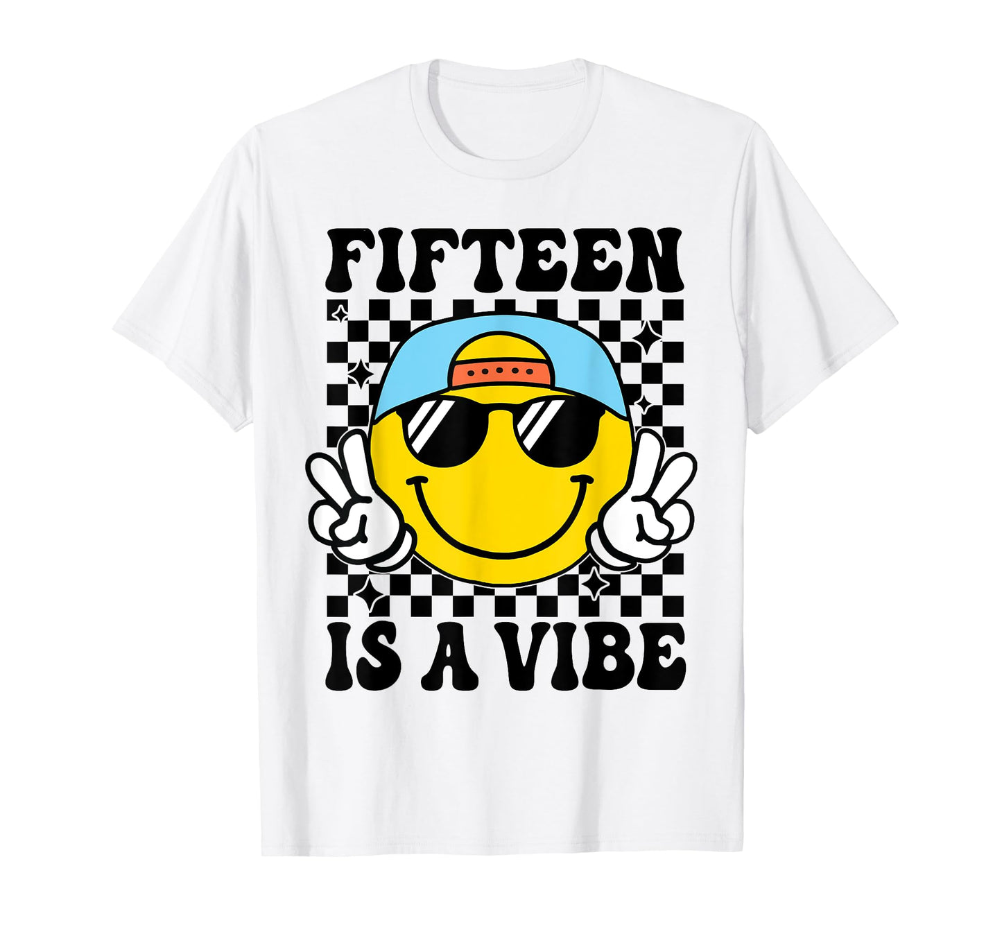 Fifteen is A Vibe 15th Birthday Groovy Boys 15 Years Old T-Shirt