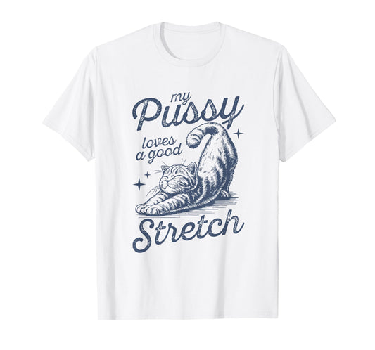 My Pussy Loves A Good Stretch Funny Meme T-Shirt