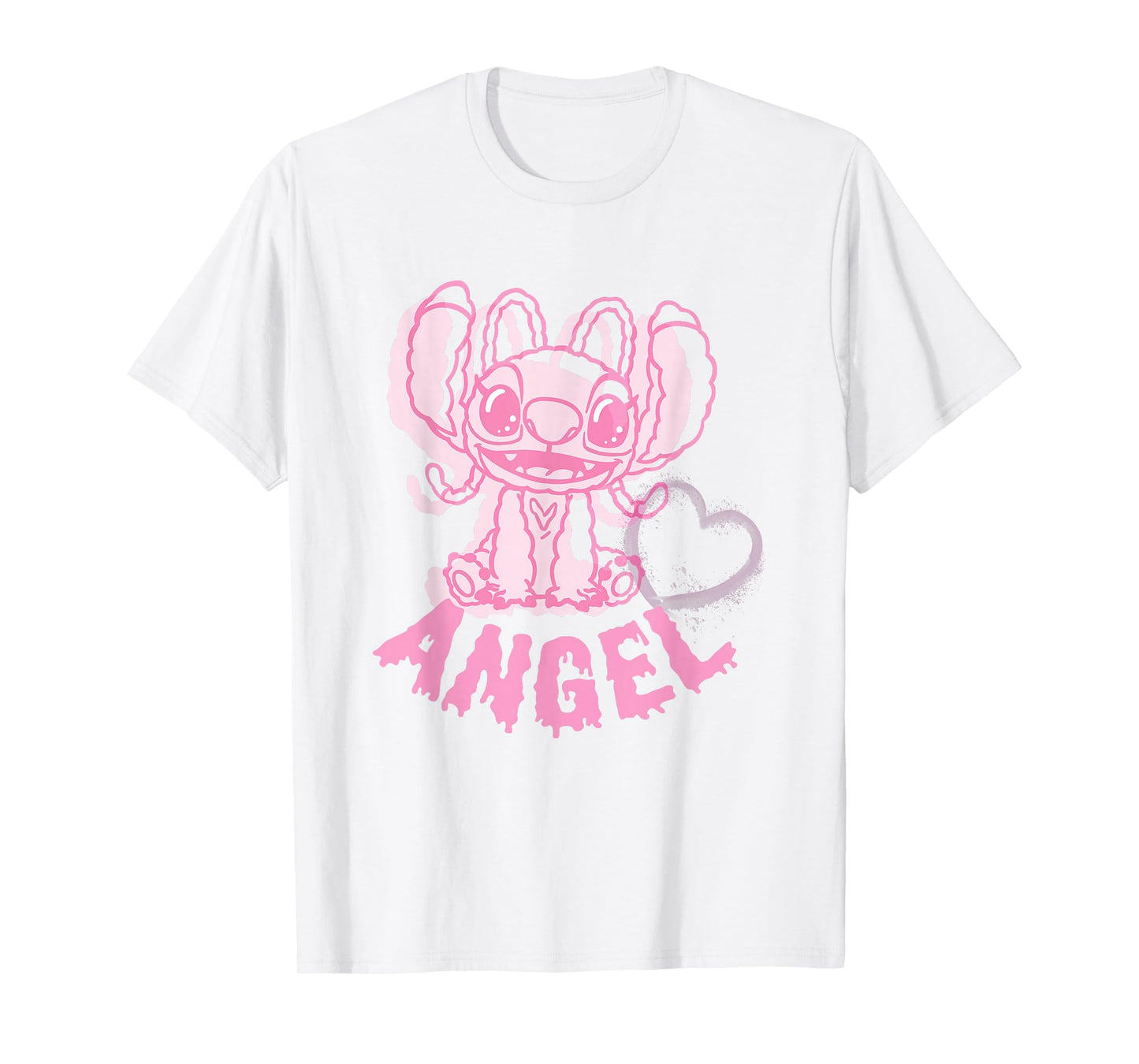 Disney Lilo & Stitch Cute Alien Pink Drip Angel T-Shirt