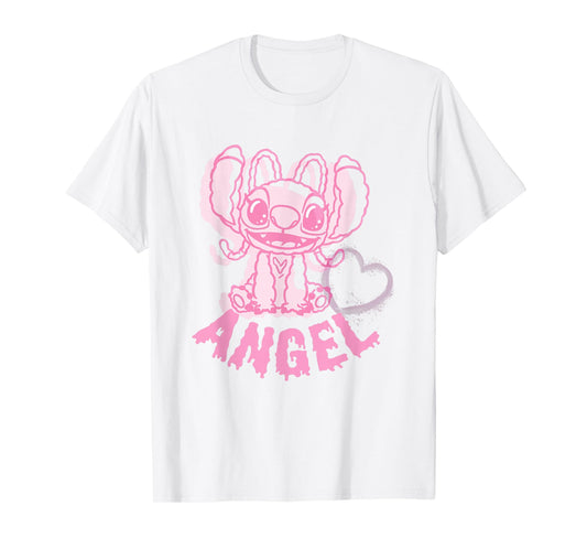 Disney Lilo & Stitch Cute Alien Pink Drip Angel T-Shirt
