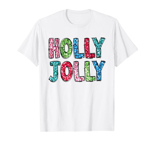 Holly Xmas Jolly Vibes Groovy Retro Hippie Christmas Pajamas T-Shirt