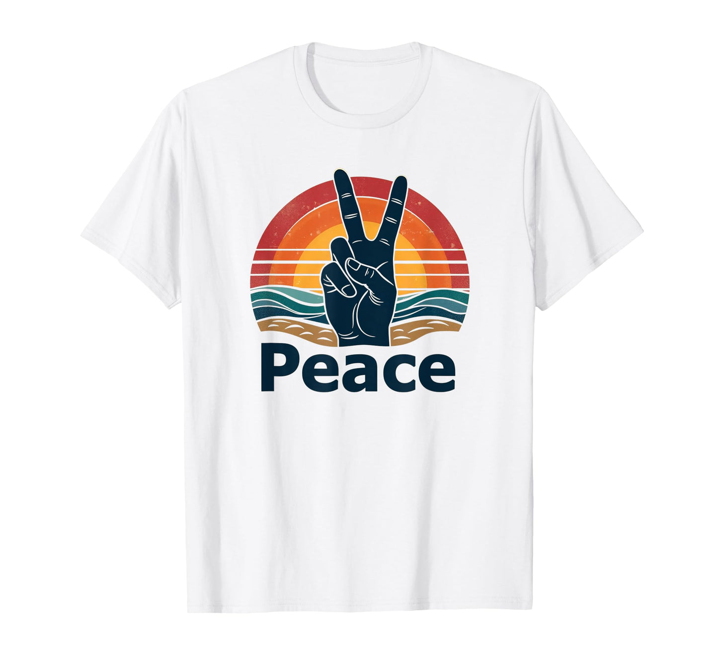 Retro Peace Sign Vintage 70s Hippie Sunrise Bohemian Peace T-Shirt