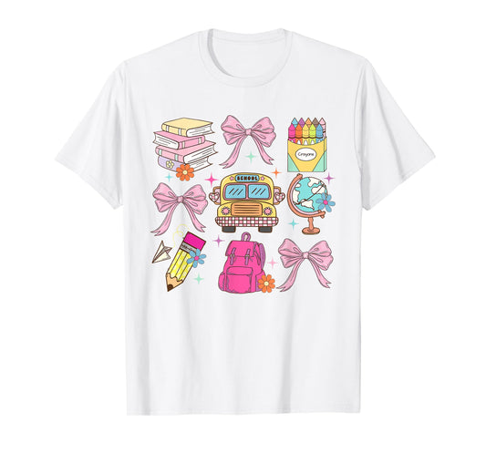 Coquette School Back To School Pink Bow Teacher Students T-Shirt