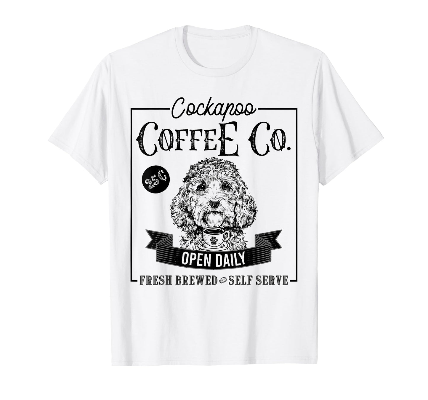Retro Cockapoo Coffee Funny Doodle Dog Mom Coffee Lover T-Shirt for Men Women Girls Kids