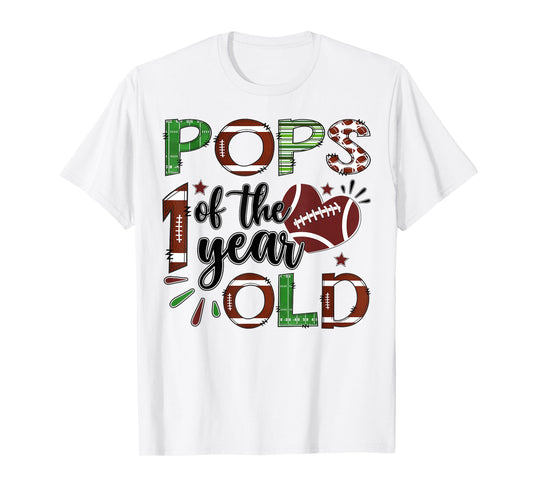 Pops of The 1 Year Old Football 1st Birthday Boy Matching T-Shirt