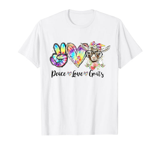 Tie Dye Peace Love Goats Farm Girl Goat Lover Funny T-Shirt