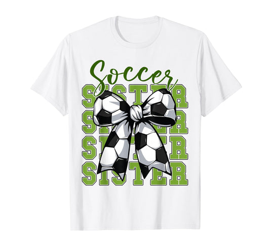 Youth Girl Soccer Sister Coquette Bow Soccer Cute Teen Girl T-Shirt