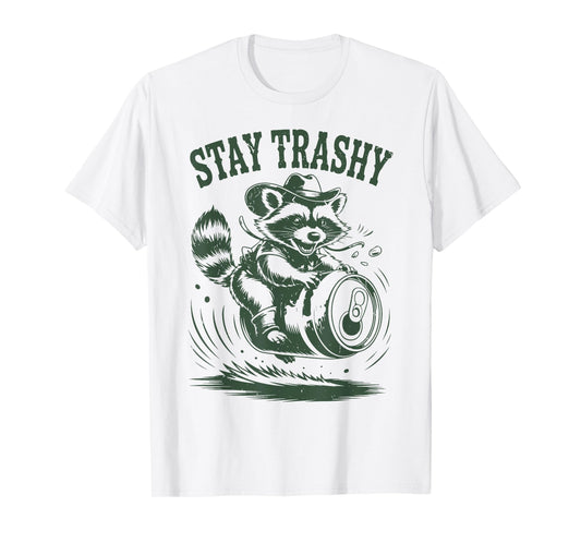 Stay Trashy Funny Raccoon Cowboy Men Women Panda Toddler Boy T-Shirt
