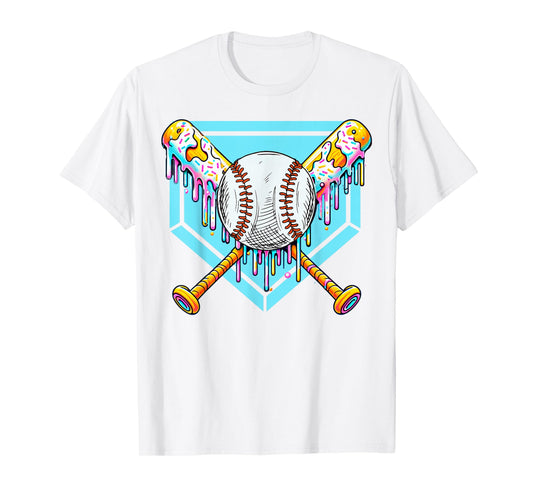 Baseball Drip Boys Ice Cream Drip Sweet Swing Sports T-Shirt