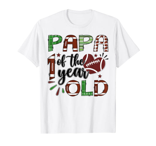 Papa of The 1 Year Old Football 1st Birthday Boy Matching T-Shirt