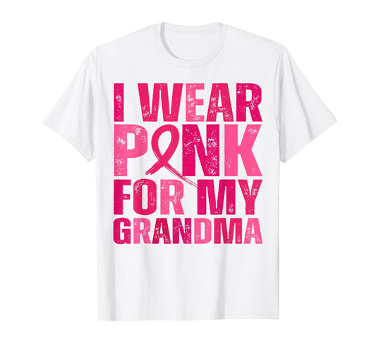 I Wear Pink for My Grandma Breast Cancer Pink Ribbon T-Shirt