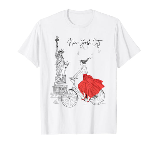 Statue of Liberty Cyclist Art NYC New York City Women's T-Shirt