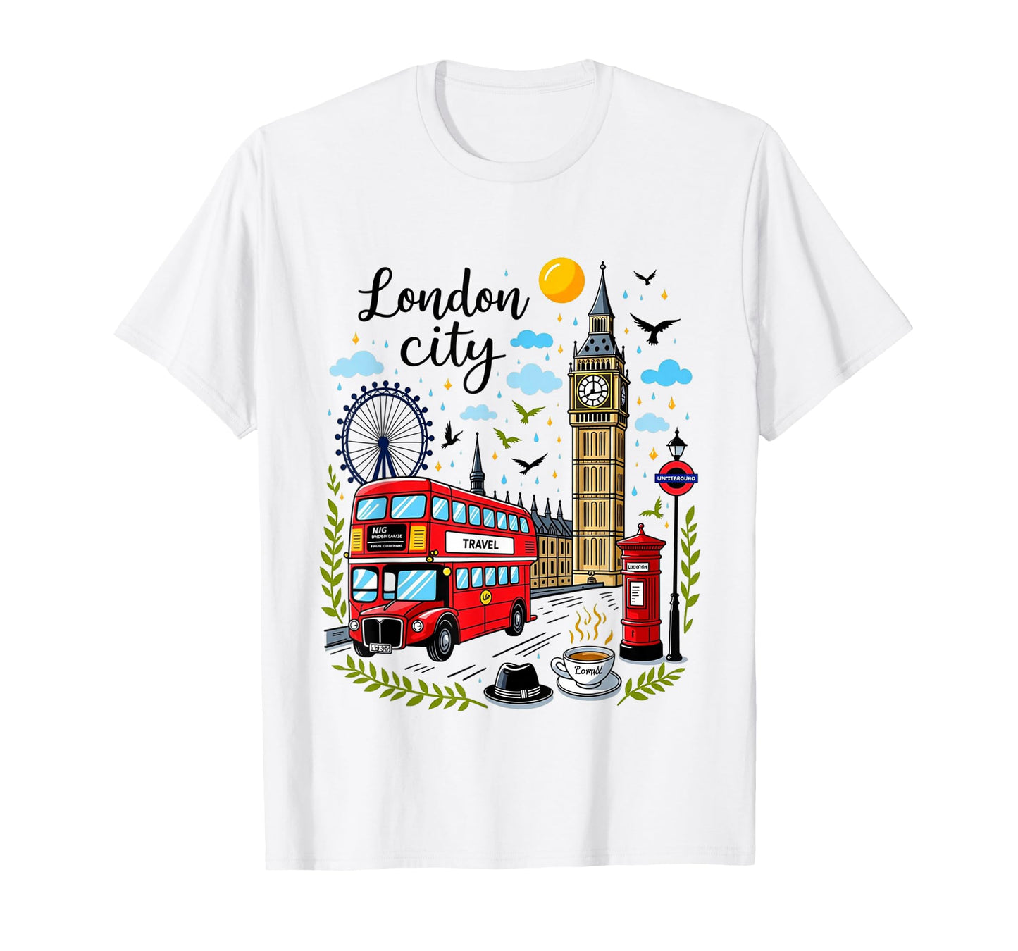 London City England Souvenir Iconic Landmarks UK Travel T-Shirt
