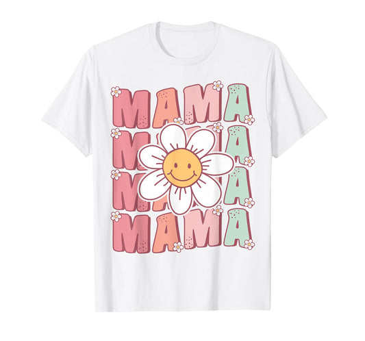 Cute Groovy Mama Matching Family Birthday Party Daisy Flower T-Shirt
