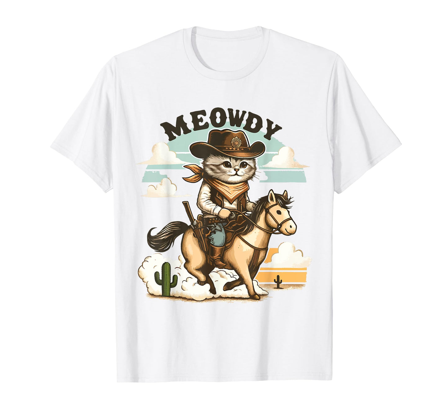Meowdy Partner Cat Cowboy Horse Howdy Funny Country Western T-Shirt