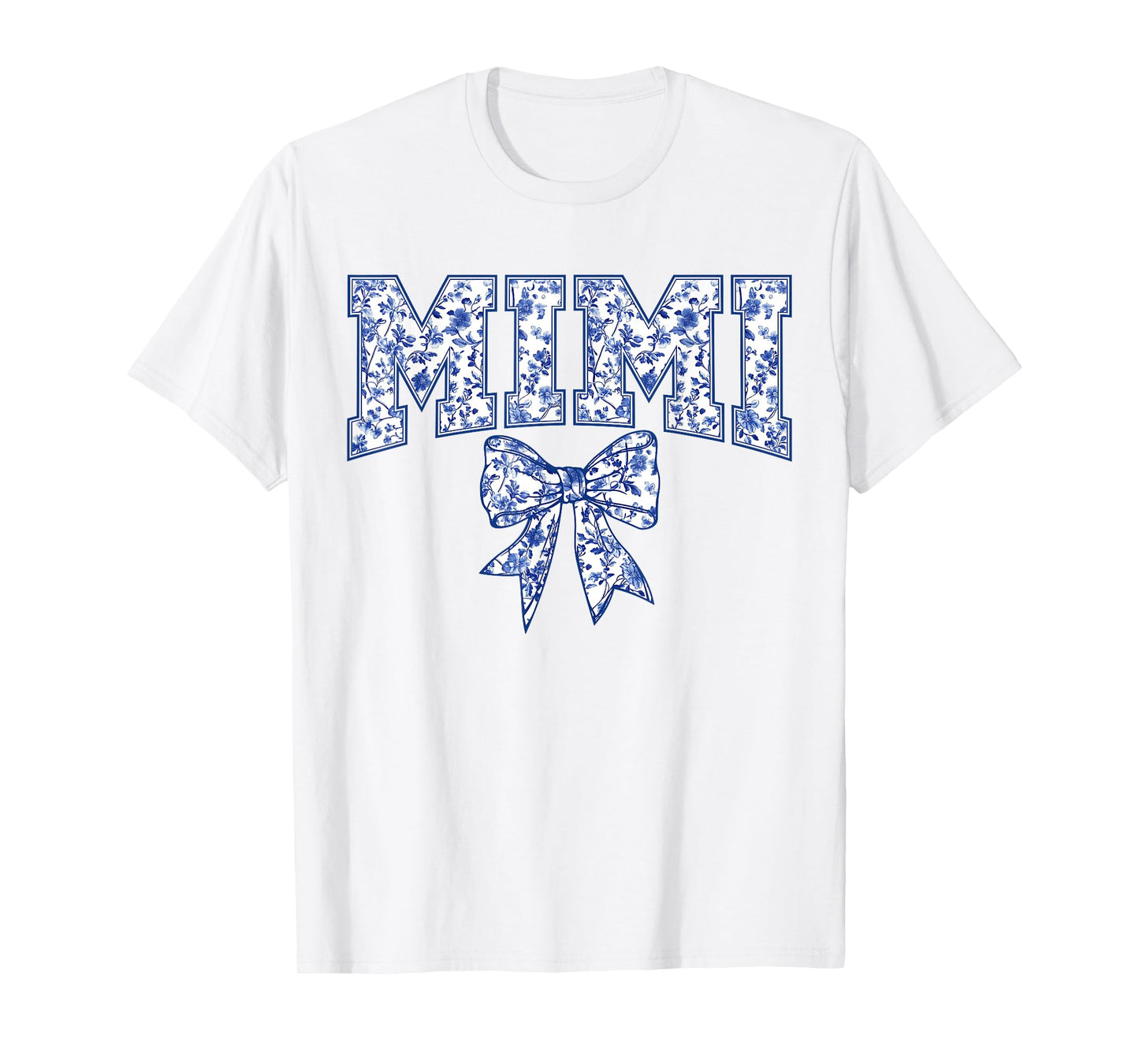 Mimi Coquette Toile Blue Bow Floral Mother's Day Family T-Shirt