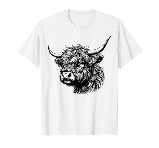 Scottish Highland Cow Head Calf Animal Cute Highland Cow T-Shirt