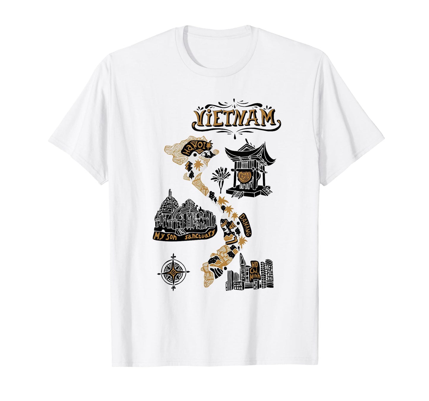 Travel Asia Vietnam Map Hanoi Ho Chi Minh Vacation Souvenir T-Shirt