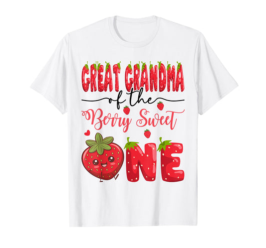Great Grandma Of The Berry Sweet One Strawberry 1St Birthday T-Shirt